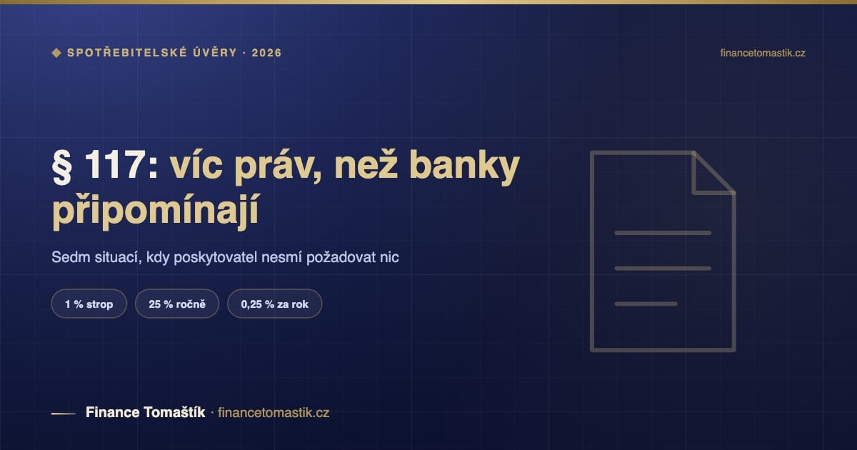 Předčasné splacení úvěru: § 117 dává víc práv, než banky rády připomínají — Úvěry a hypotéky