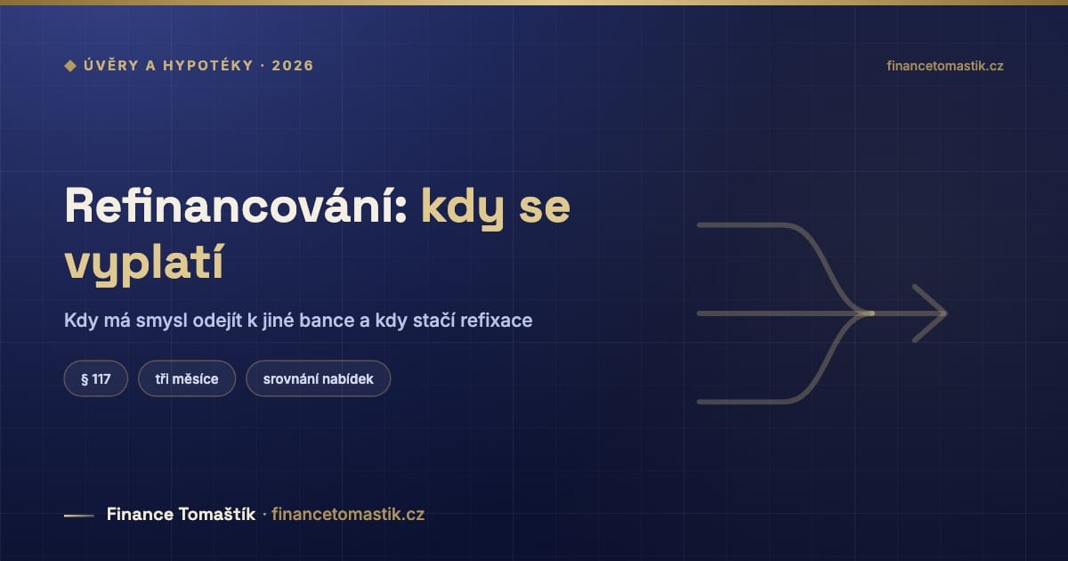 Refinancování: kdy se vyplatí — Kdy má smysl odejít k jiné bance a kdy stačí refixace