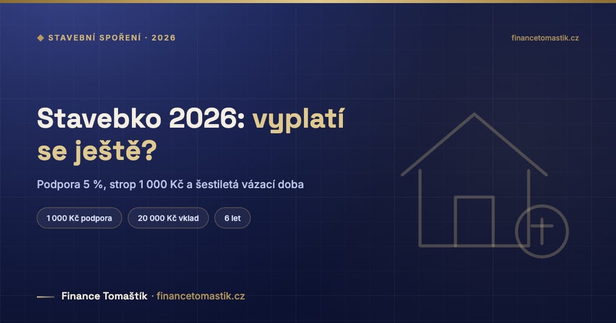 Stavebko 2026: vyplatí se ještě? — Podpora 5 %, strop 1 000 Kč a šestiletá vázací doba