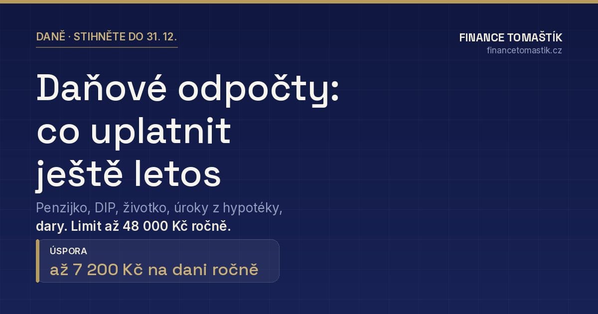 Daňové odpočty za rok 2025 — přehled: penzijko, DIP, hypotéka, dary