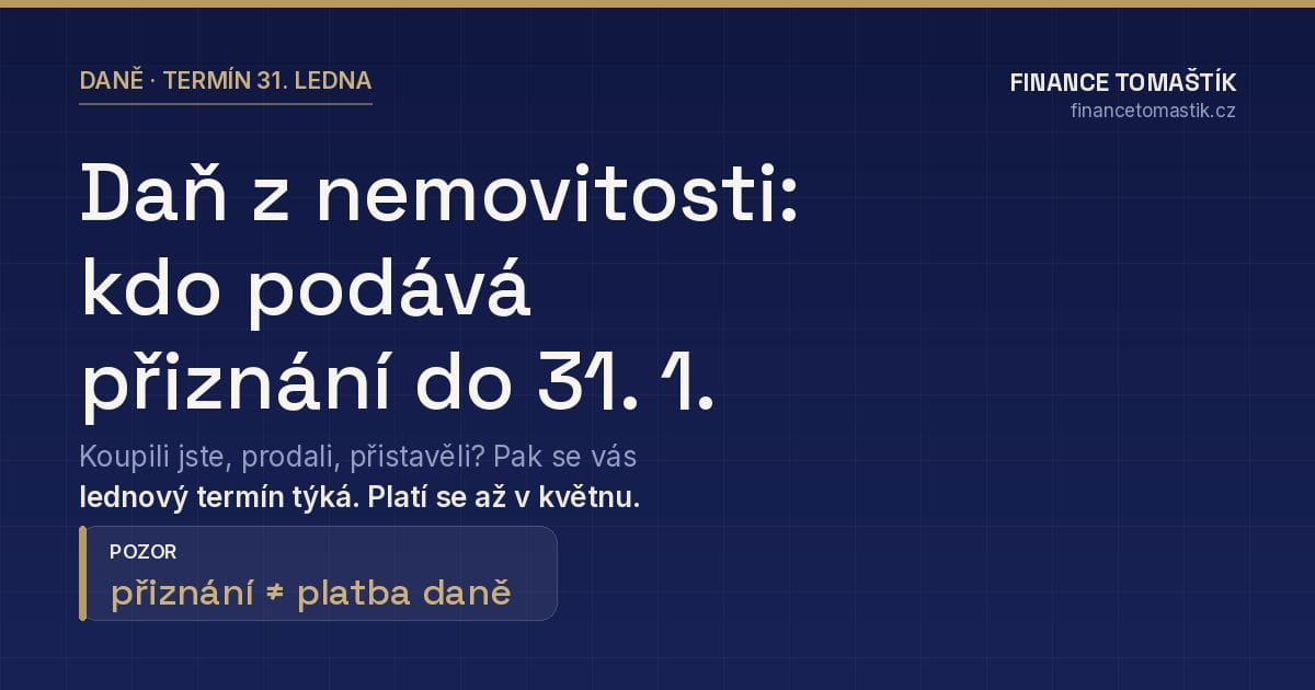 Daň z nemovitosti — přiznání do 31. ledna, platba v květnu